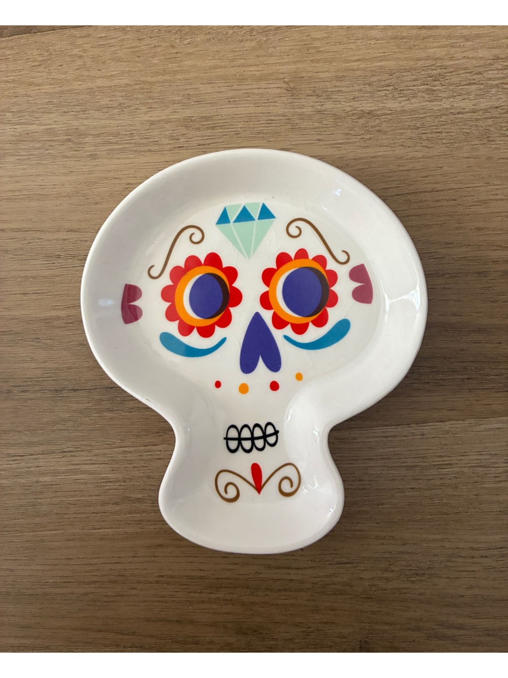 Day of the Dead Sugar Skull Ceramic Trinket Plate Halloween Decor